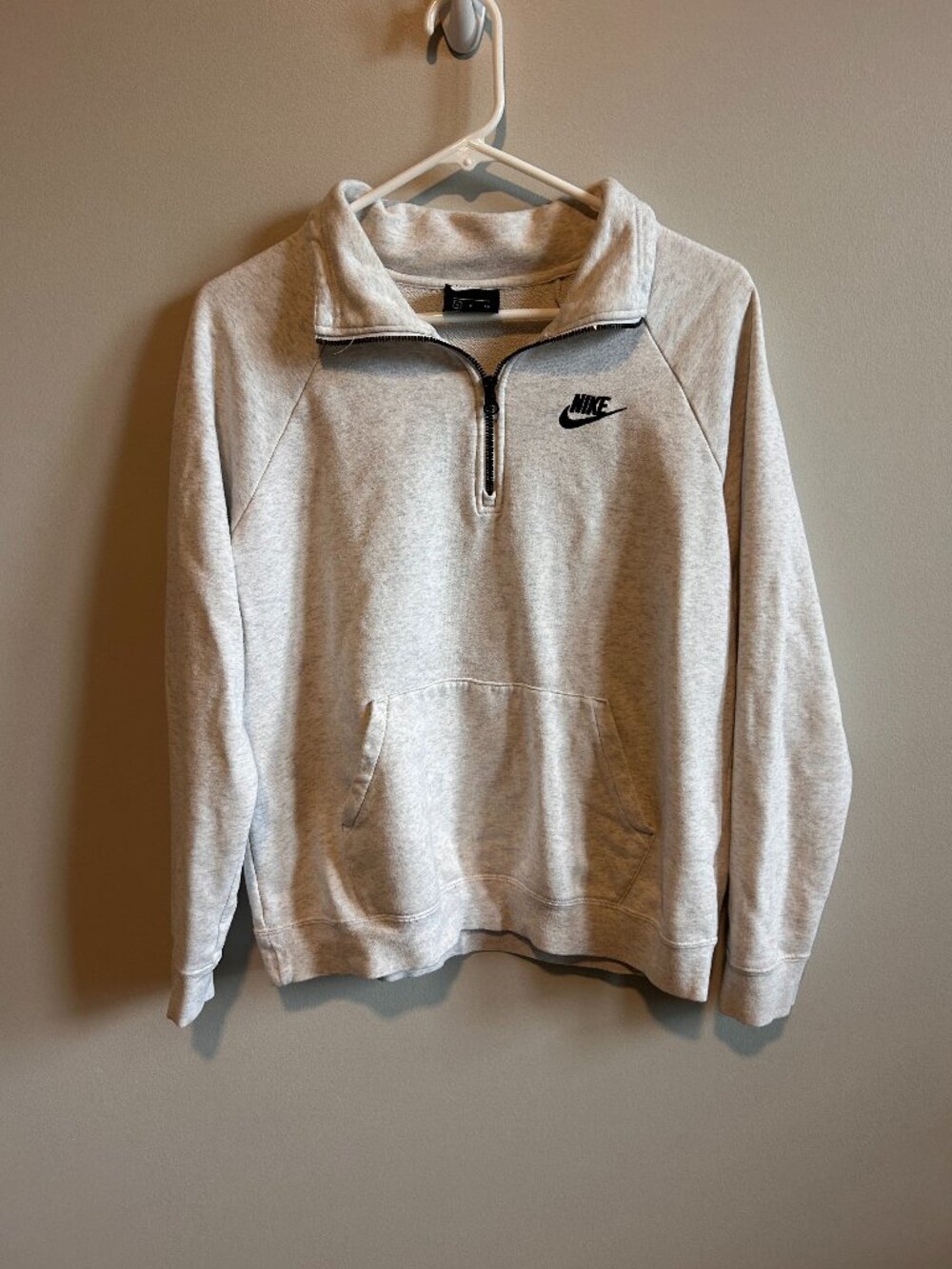 Light Grey Heathered Nike Sweatshirt Half Zip, Size S